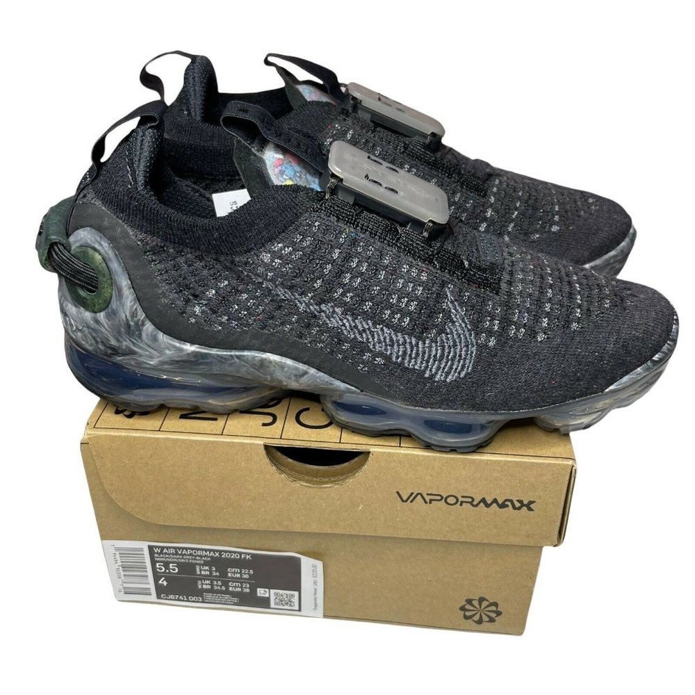 Nike Women’s Air Vapormax 2020 FK Shoes 5.5 Sneakers Black Gray CJ6741 003 New
